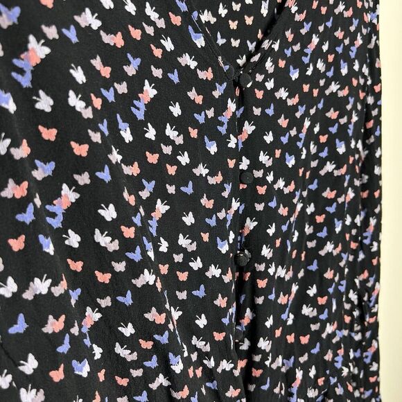 Rails Top Womens Small Beaux Mariposa Butterfly Print Ruffle Waist Blouse Boho - Picture 8 of 16